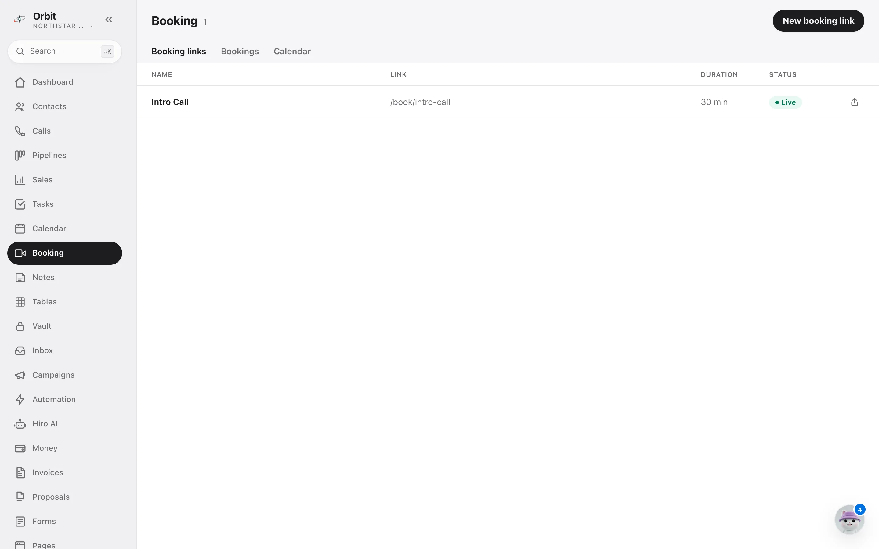 Orbit CRM booking page